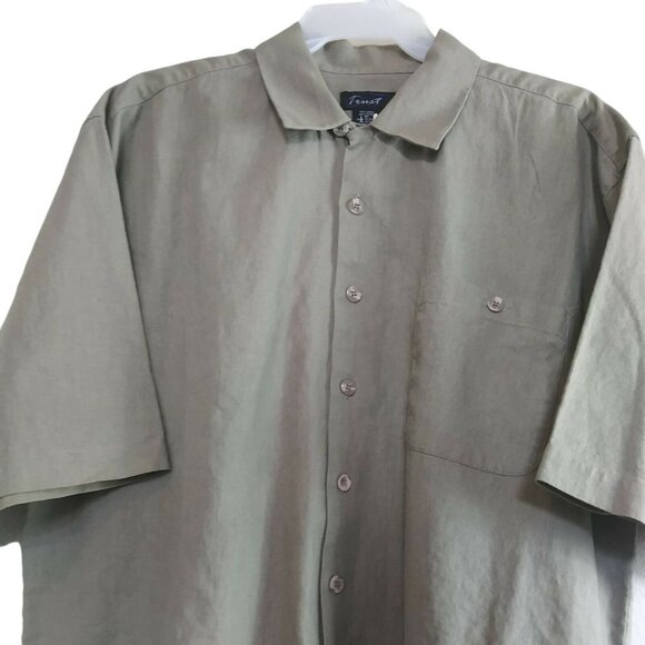 Trust Mens Short Sleeve Linen Blend Button-Down Shirt 3X Casual Relaxed Fit - Picture 3 of 8